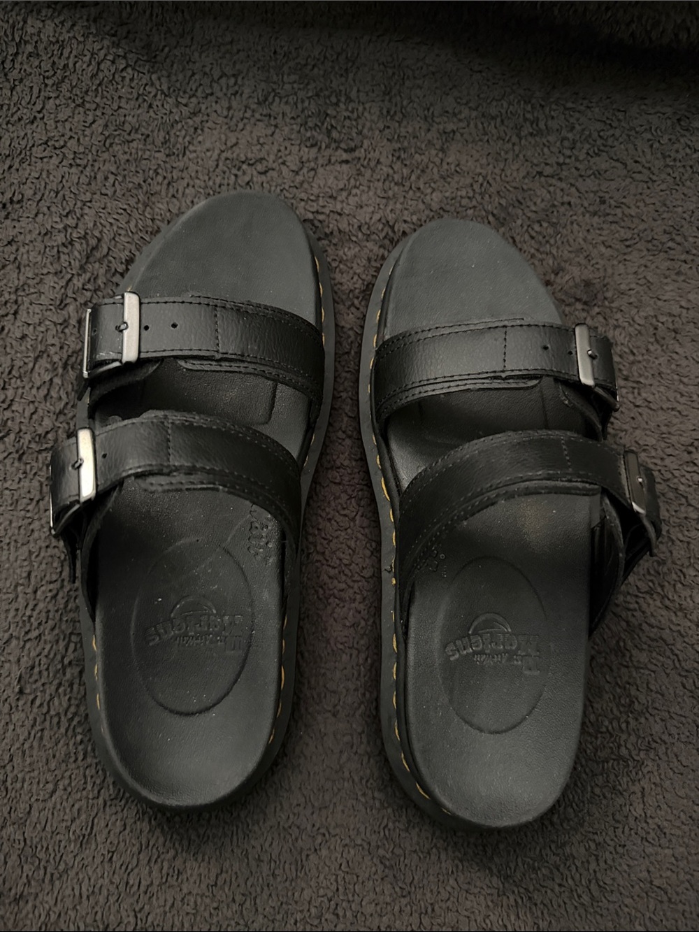 Women’s Dr Marten’s Black Double-Buckle Slide Sandals